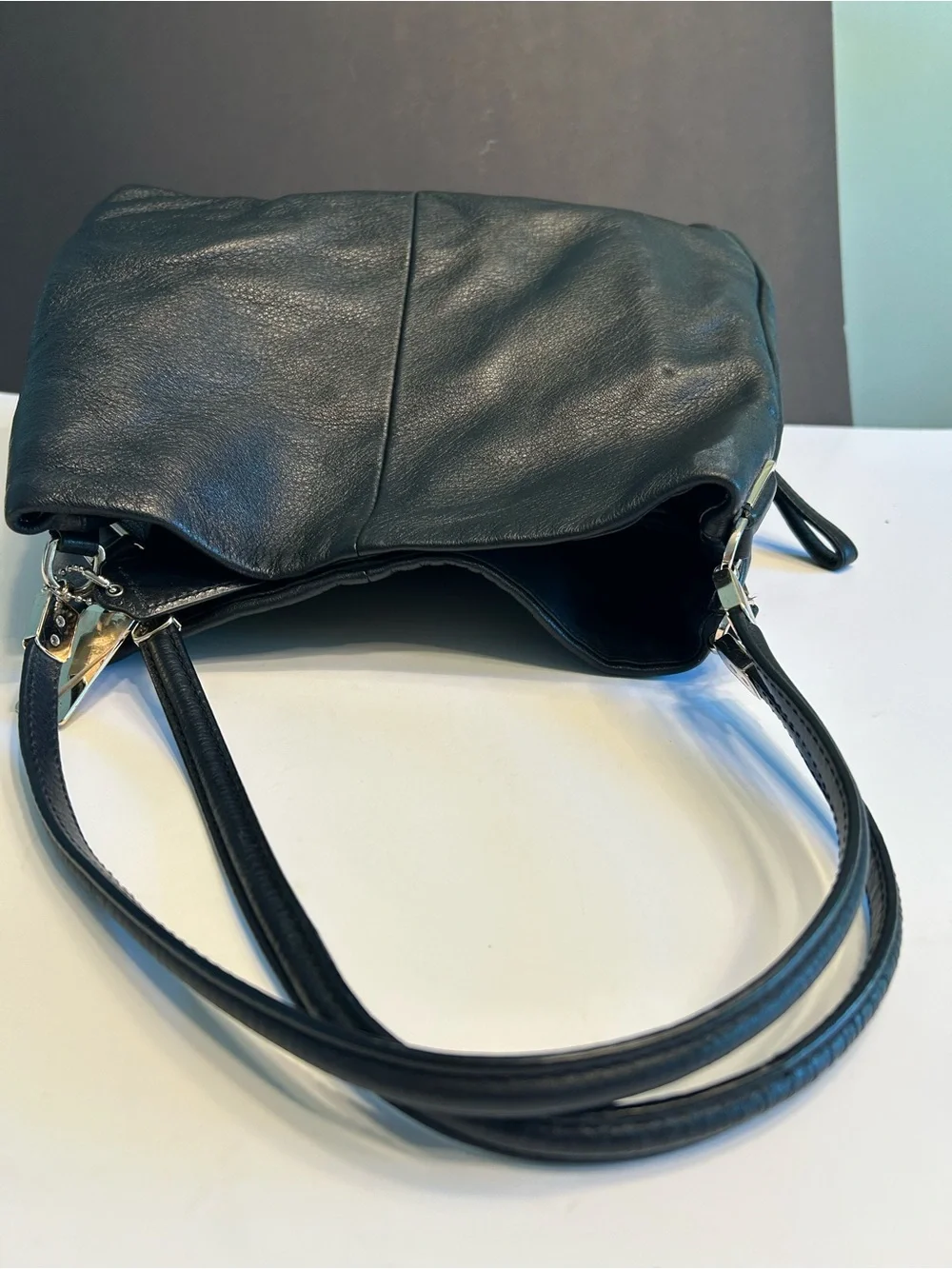 Coach Black Pebbled Leather Shoulder Bag with Silver Hardware